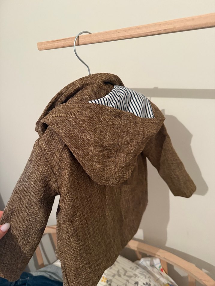 Erkek Çocuk Kahverengi Yün Düğmeli Kaban - Görsel 2