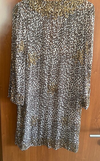l Beden Şifon leopar tunik