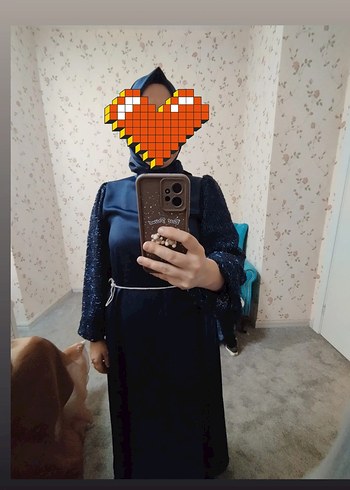 Lacivert Saten Abiye Elbise