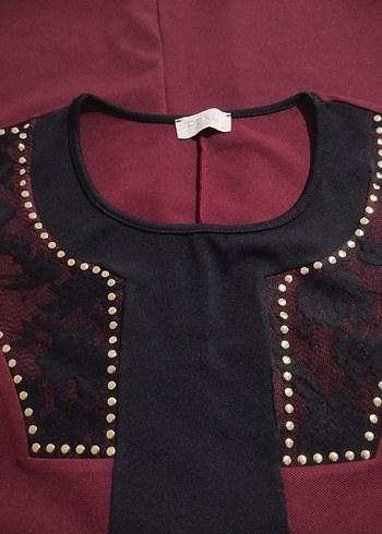 48 Beden bordo Renk Diger Bordo Uzun Kollu Triko Elbise
