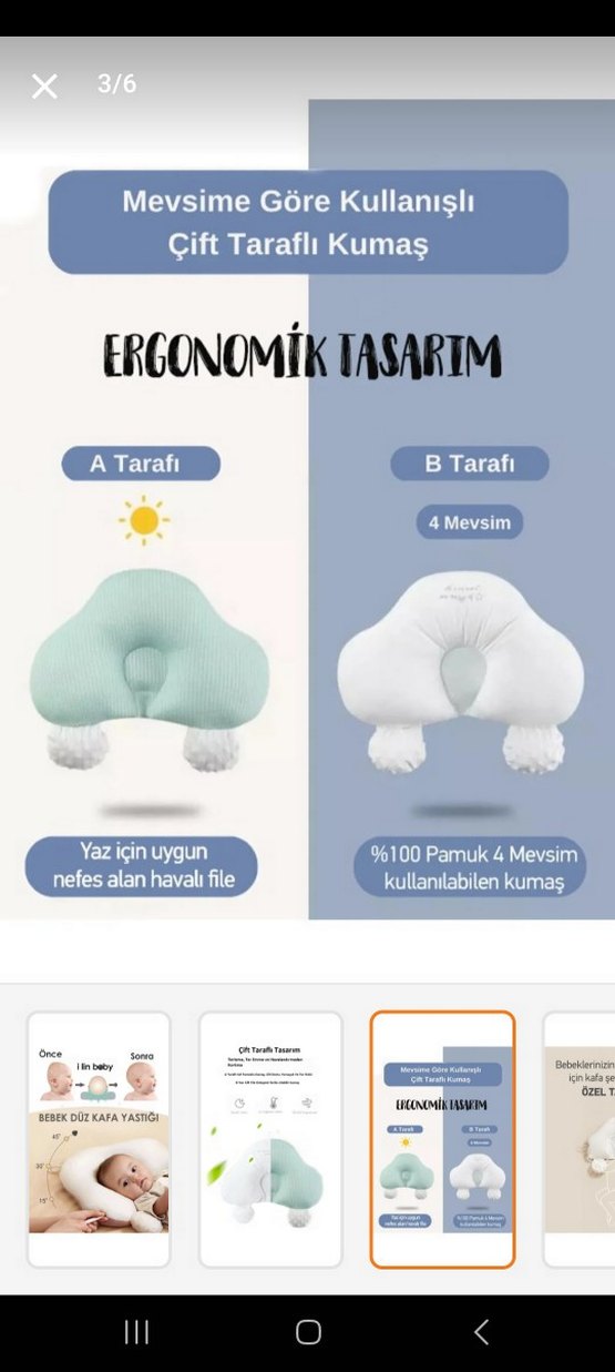 Bebek Düz Kafa Yastığı Beyaz - Görsel 3