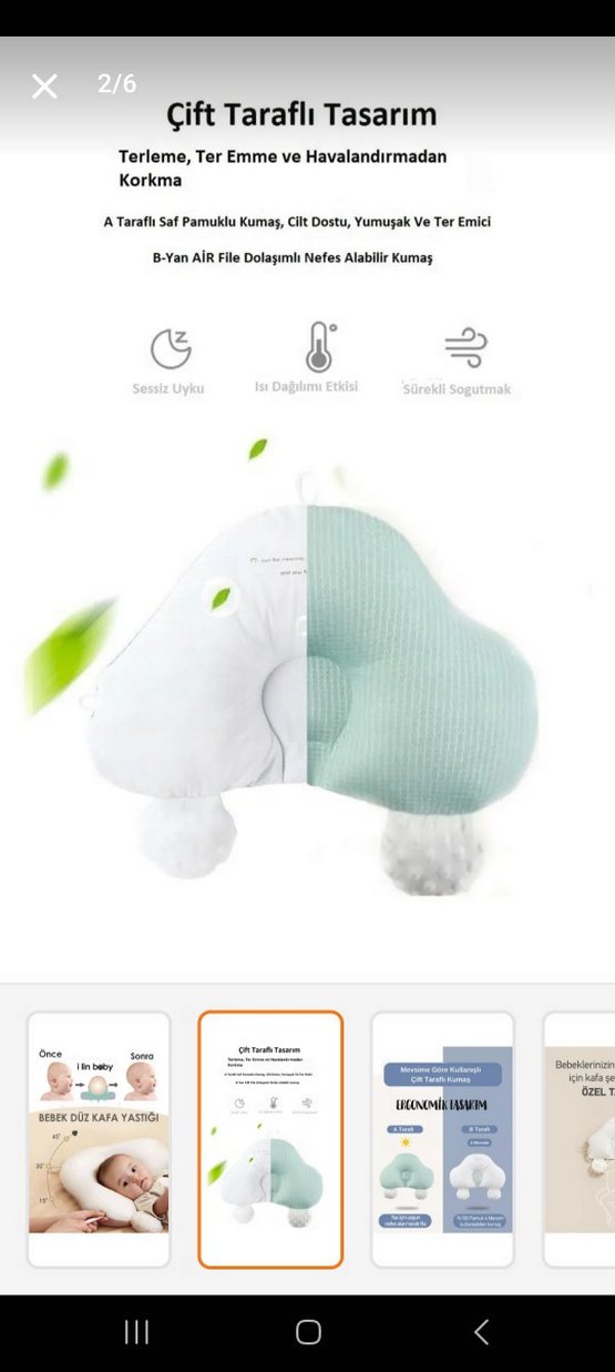 Bebek Düz Kafa Yastığı Beyaz - Görsel 2