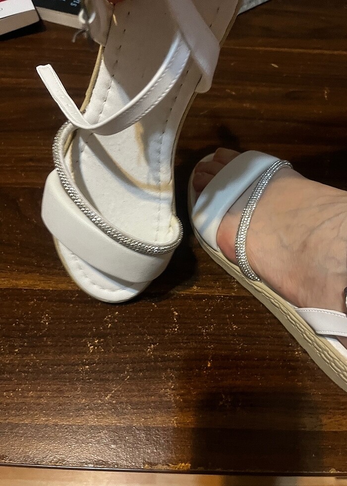 Gelin ,nişan,söz için beyaz sandalet - Görsel 5