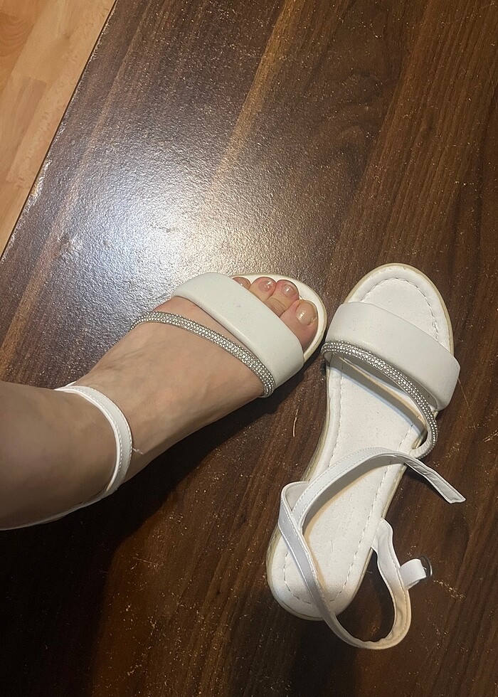 Gelin ,nişan,söz için beyaz sandalet - Görsel 3