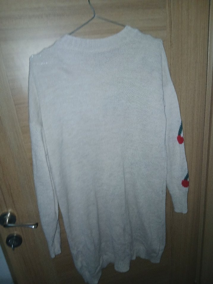 Nakışlı Gri Triko Kadın Kazak - Görsel 2