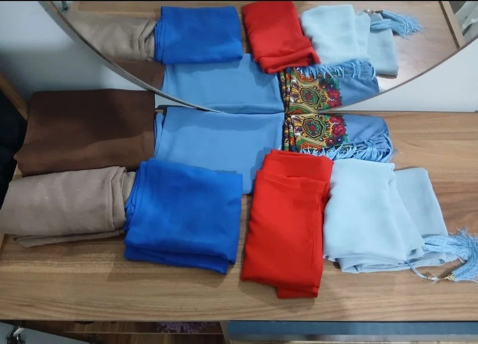 Kahverengi Keten Kadın Şal - Görsel 2