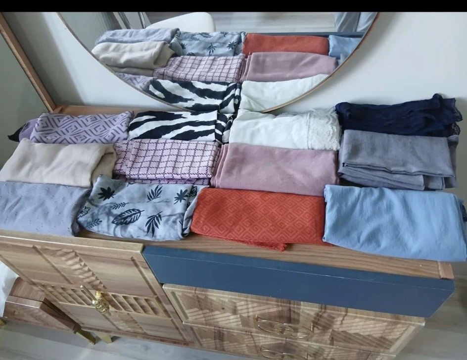 Kahverengi Keten Kadın Şal - Görsel 4