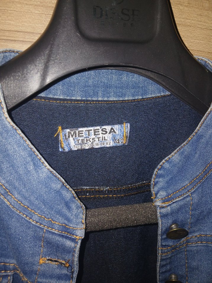 Düğmeli Mavi Denim Kadın Ceket - Görsel 2