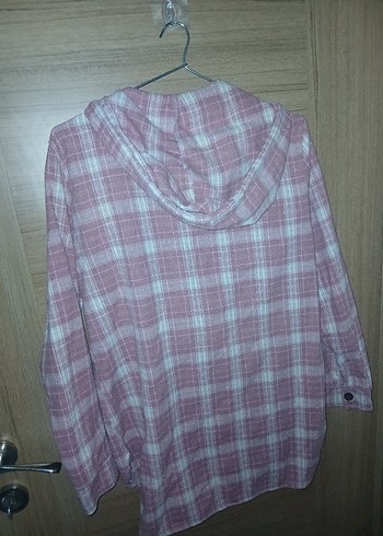 Düğmeli Uzun Kollu Pembe Pamuk Gömlek - Görsel 3