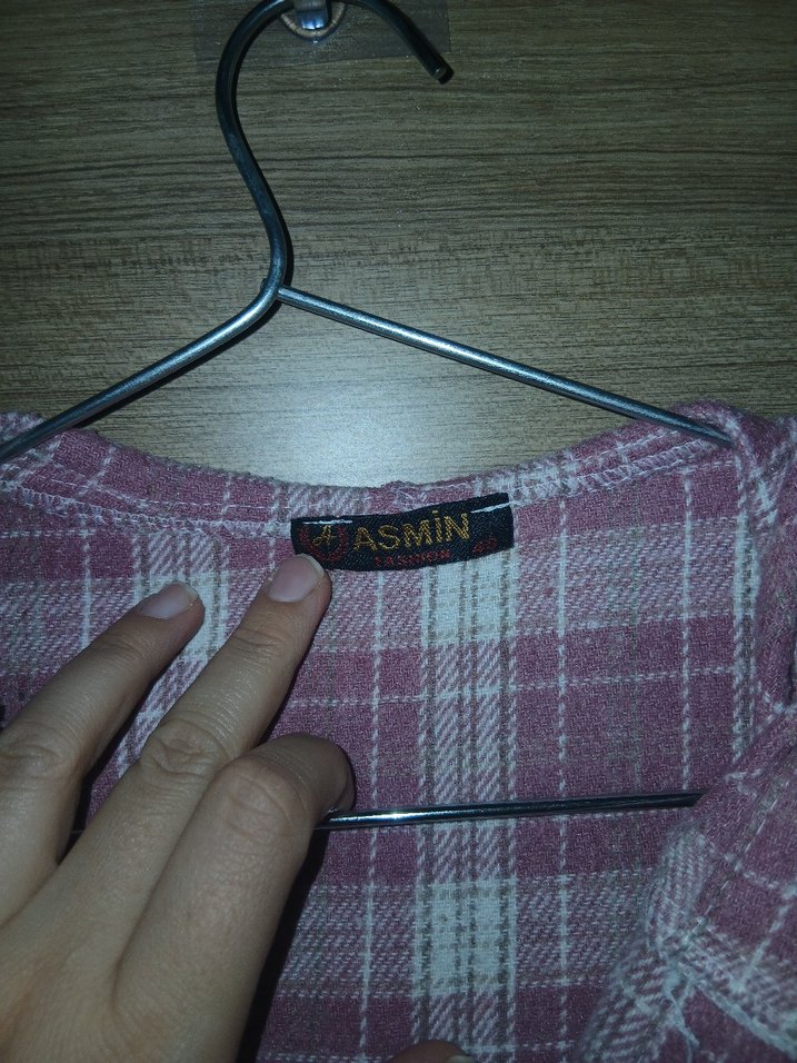 Düğmeli Uzun Kollu Pembe Pamuk Gömlek - Görsel 5