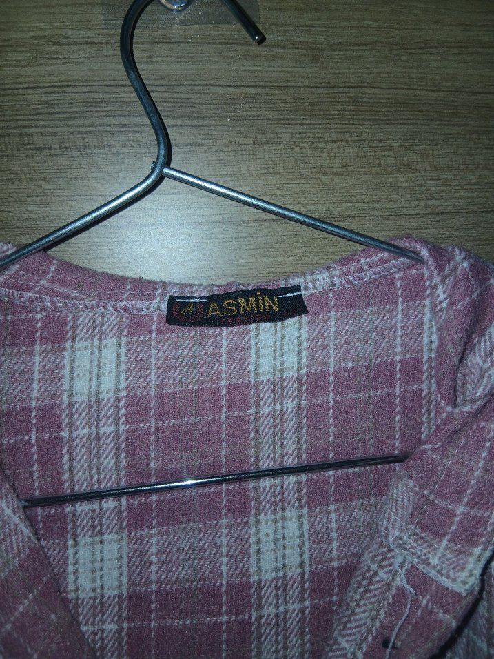 Düğmeli Uzun Kollu Pembe Pamuk Gömlek - Görsel 4