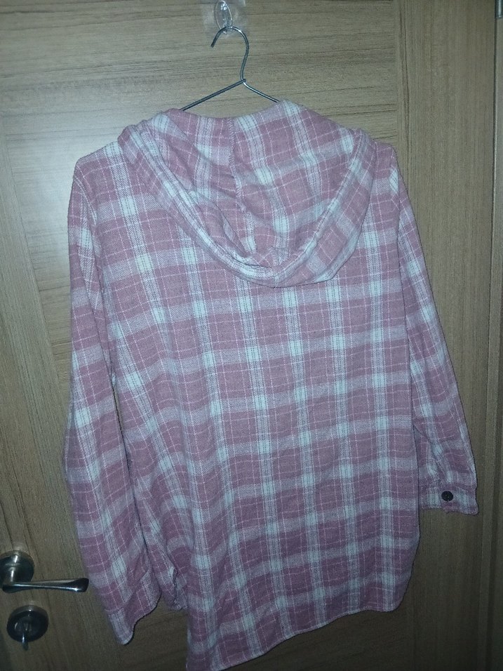 Düğmeli Uzun Kollu Pembe Pamuk Gömlek - Görsel 3