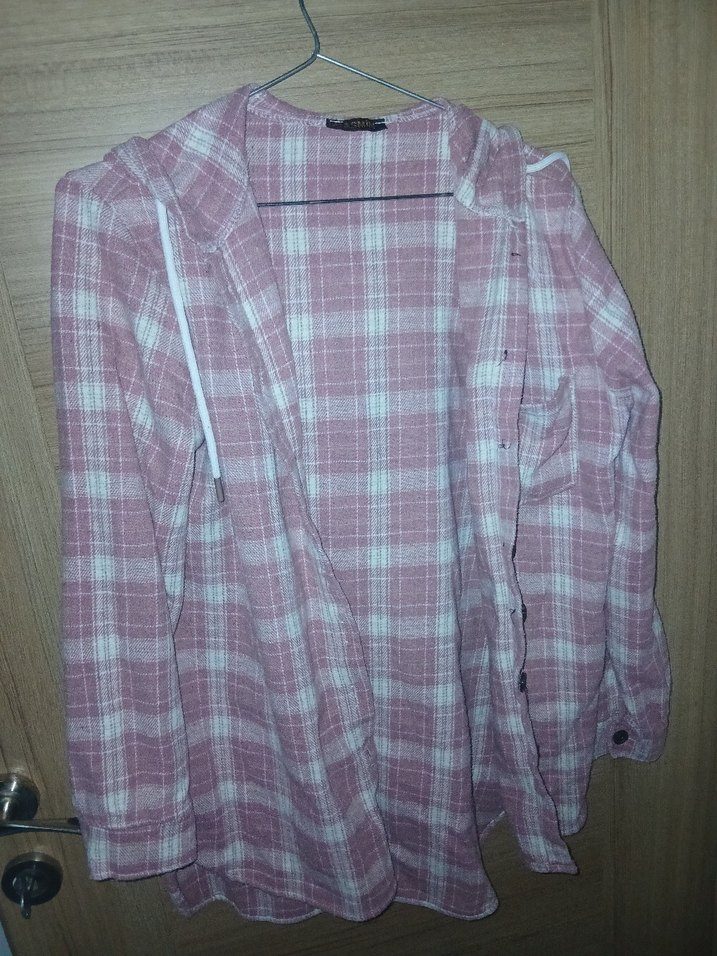 Düğmeli Uzun Kollu Pembe Pamuk Gömlek - Görsel 2