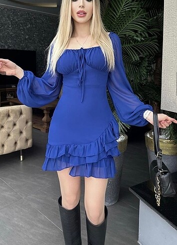 Kısa mavi elbise(kullanılmadı yenı )