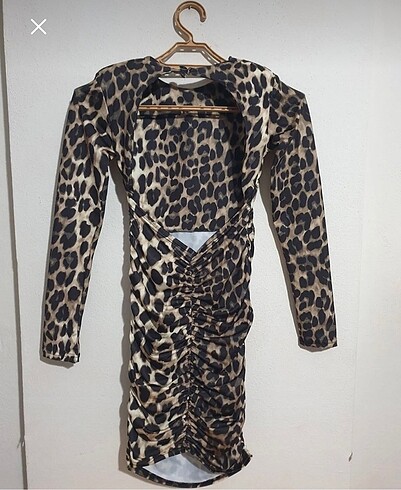 s Beden Mini leopar elbise