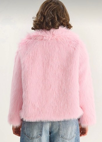 Pembe Kadın Suni Kürk - Görsel 4