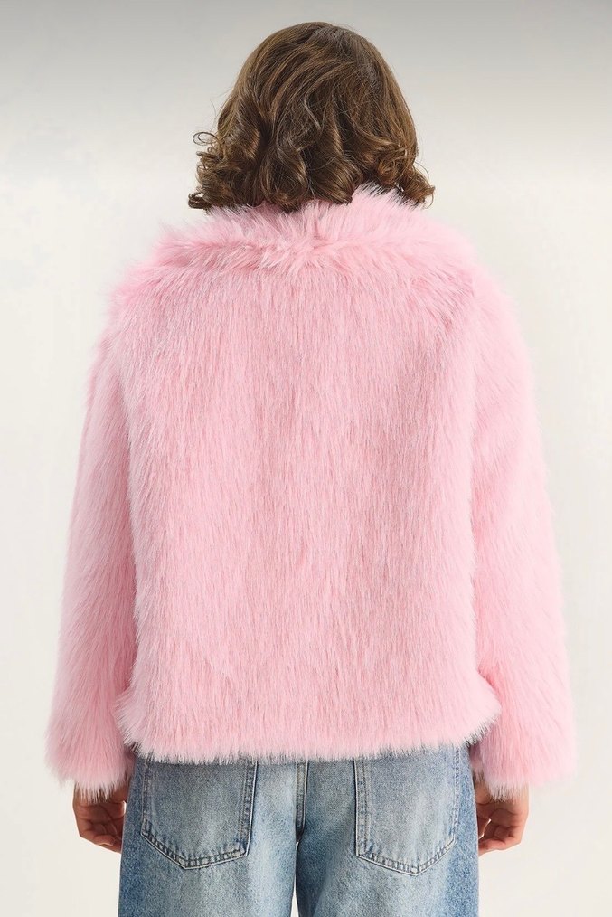 Pembe Kadın Suni Kürk - Görsel 4