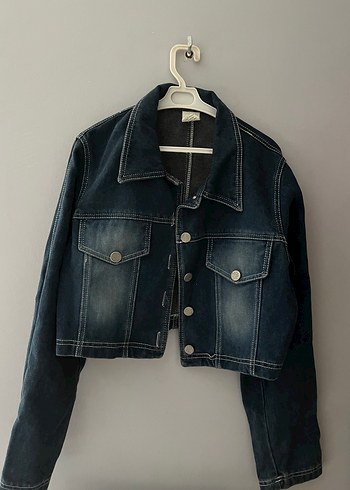 Düğmeli Lacivert Kadın Denim Ceket - Görsel 2