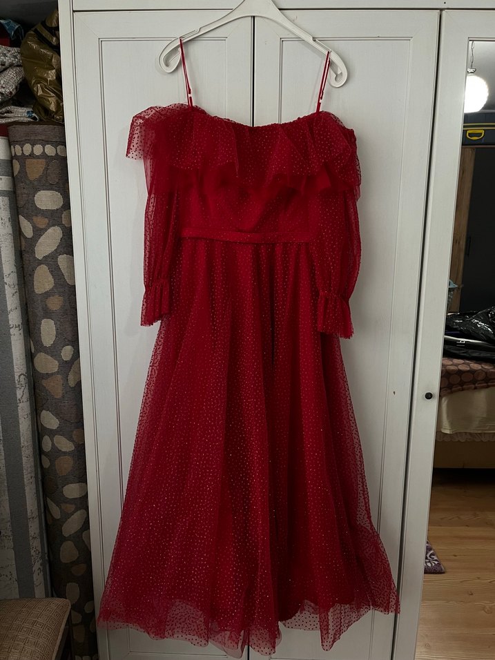 Bordo Uzun Kollu Dantel Bohem Elbise - Görsel 2