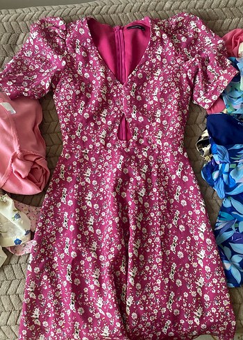 V yaka pembe midi elbise - Görsel 2