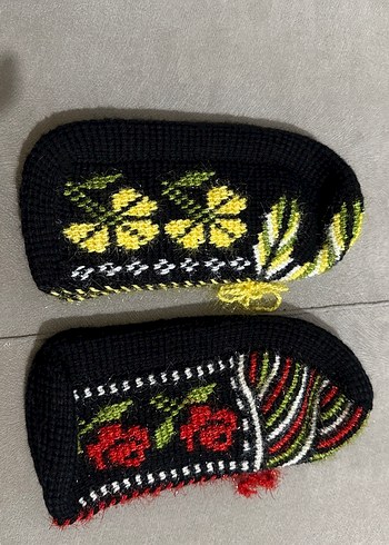 Nakışlı Örgü Kadın Terlikler - Görsel 2