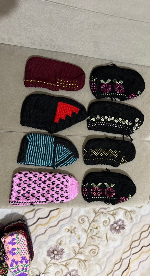 Çok Renkli Örgü Kadın patikler - Görsel 2