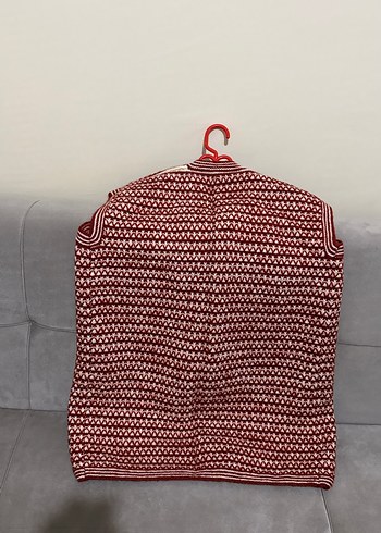 Kırmızı Örgü Kadın Yelek - Görsel 2