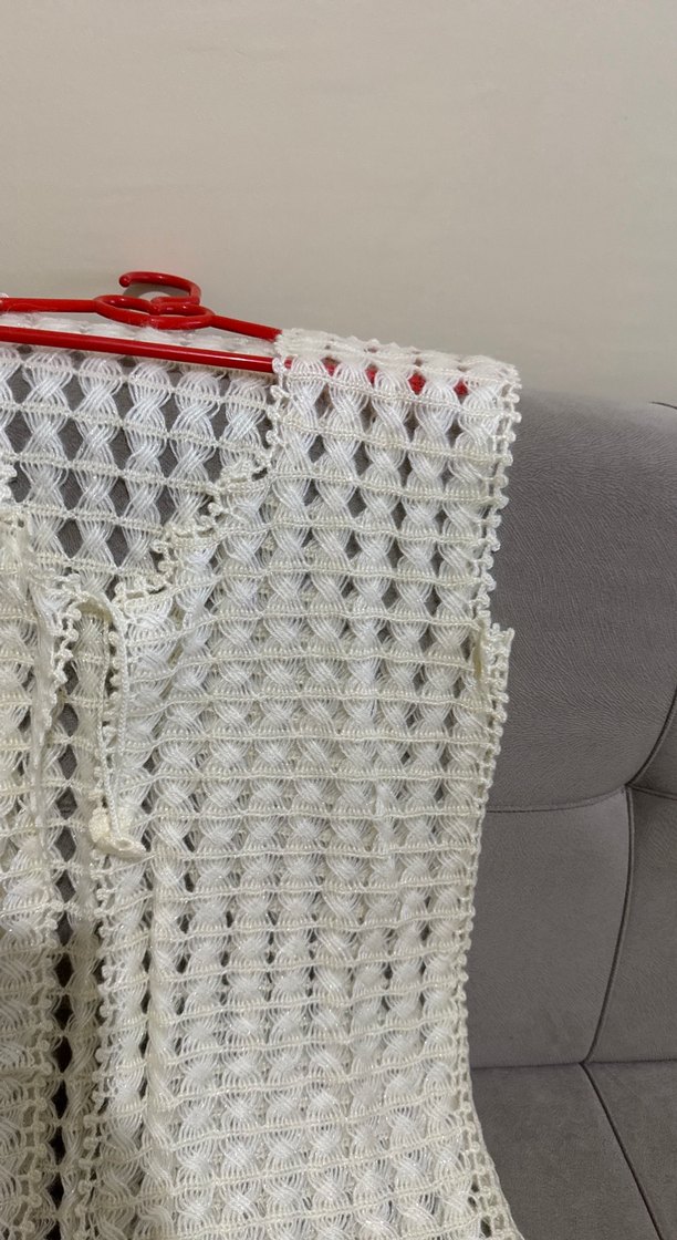 Beyaz Örgü Bohem Yelek - Görsel 2