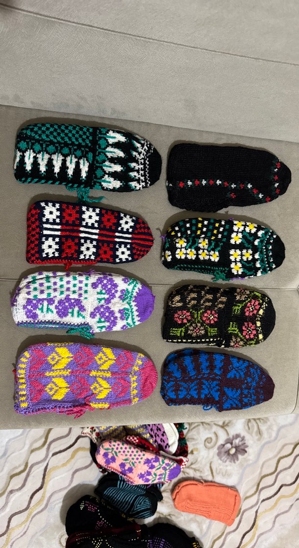 Renkli Örgü Kadın patikler - Görsel 2