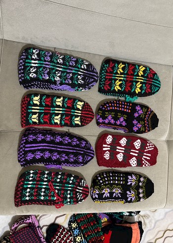 Renkli Örgü Kadın patikler - Görsel 2