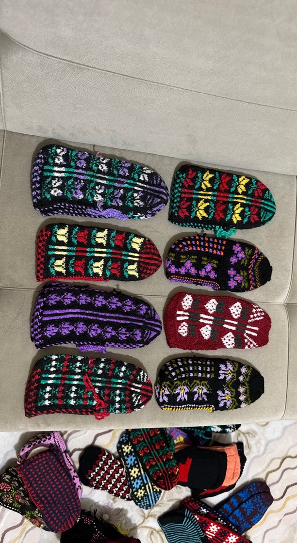 Renkli Örgü Kadın patikler - Görsel 2