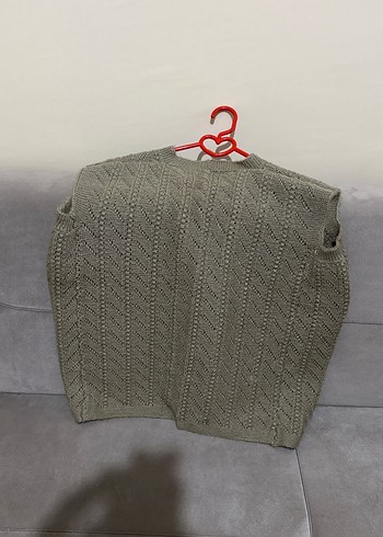 Gri Örgü V Yaka Kadın Yelek - Görsel 2