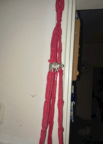 Renkli kırmızı Makrome Saksı Askısı - Görsel 2