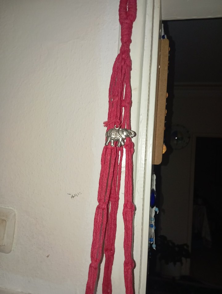 Renkli kırmızı Makrome Saksı Askısı - Görsel 2