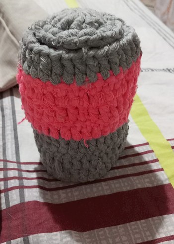 Gri ve Pembe Örgü kalemlik - Görsel 2