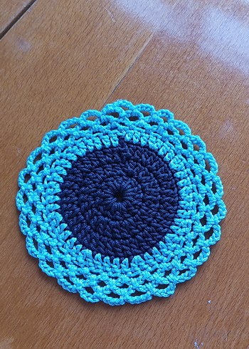 Mavi Örgü bardak altligi 6 adet - Görsel 2