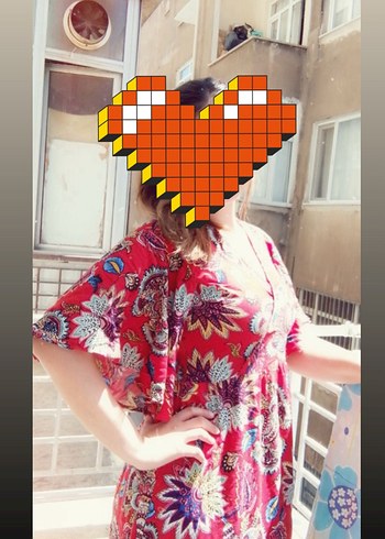 V Yaka etnik desenli yarasa kol uzun elbise 