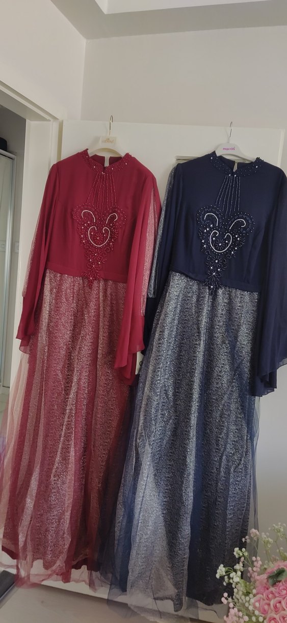 Uzun Lacivert Drapeli Gotik Kadın Abiye - Görsel 5