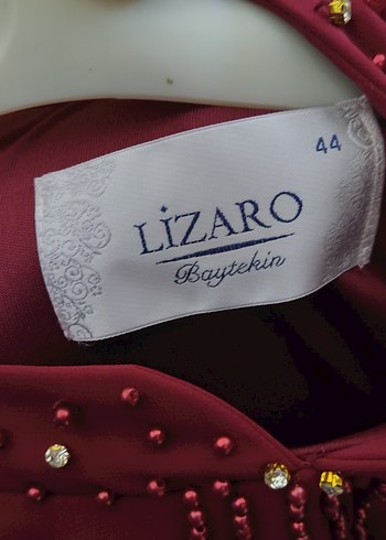 Bordo Uzun Kollu İşlemeli Kadın Abiye Elbise - Görsel 4