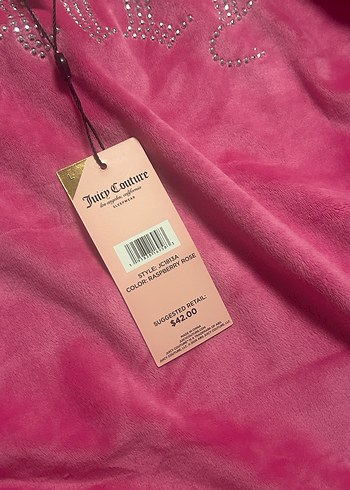 Juicy Couture Pembe Kısa Kollu Kadife Tişört - Görsel 2
