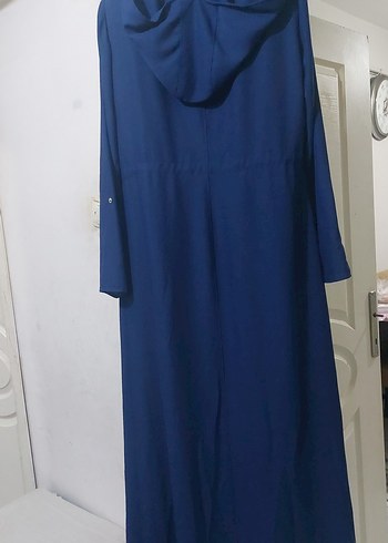 Uzun Mavi Nakışlı Kadın Kaban - Görsel 10