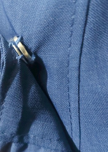 Uzun Mavi Nakışlı Kadın Kaban - Görsel 9