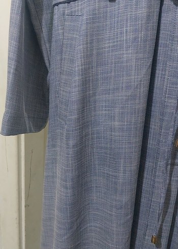 Gri Kemerli Uzun Keten Kadın Kaban Sıfırdır - Görsel 4