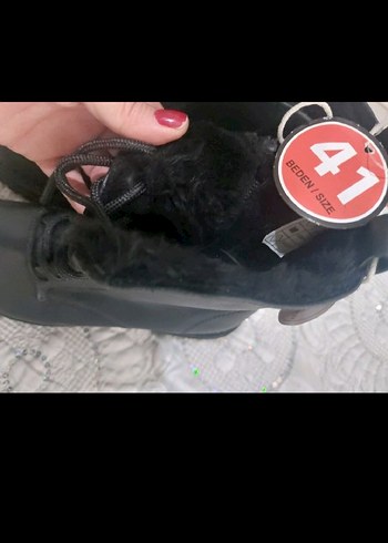 Siyah Leopar Desenli Kürklü Dolgu Topuk Bot - Görsel 4