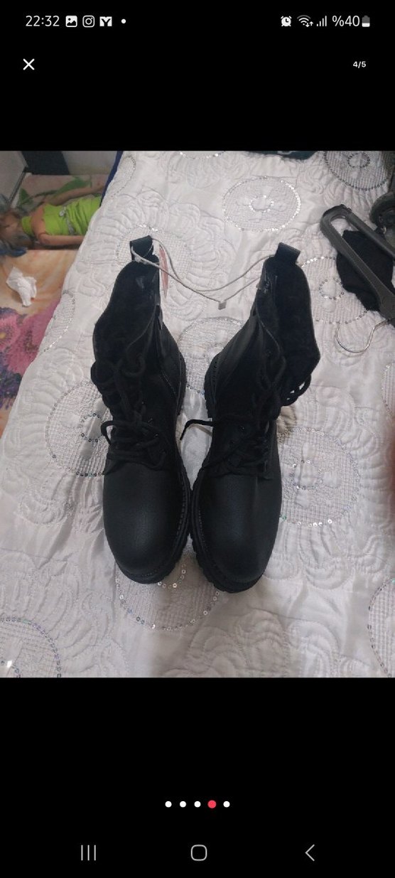 Siyah Leopar Desenli Kürklü Dolgu Topuk Bot - Görsel 5