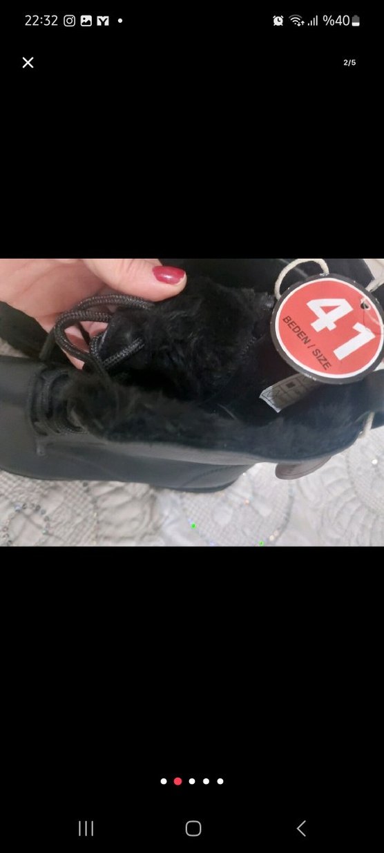 Siyah Leopar Desenli Kürklü Dolgu Topuk Bot - Görsel 4