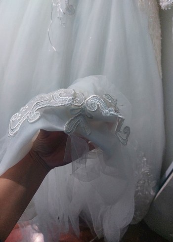 Uzun Kollu Straplez Prenses Gelinlik 38 beden - Görsel 10