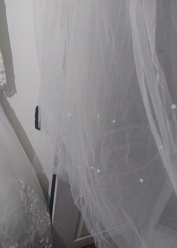 Uzun Kollu Straplez Prenses Gelinlik 38 beden - Görsel 9