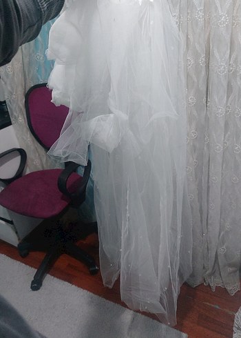 Uzun Kollu Straplez Prenses Gelinlik 38 beden - Görsel 11