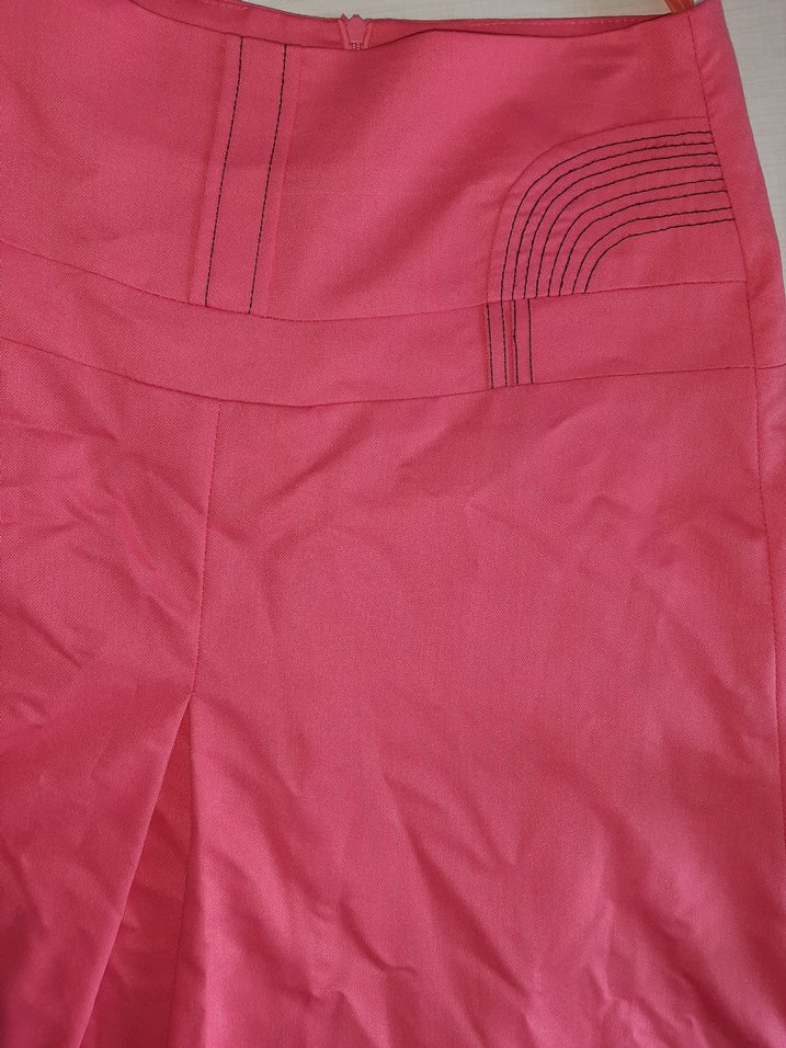 Pembe / Fuşya Pilili Uzun Kadın Etek - Görsel 2